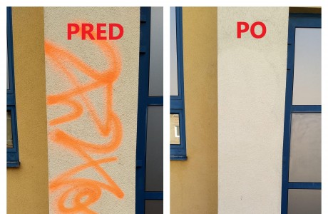Odstránenie grafitov z fasády